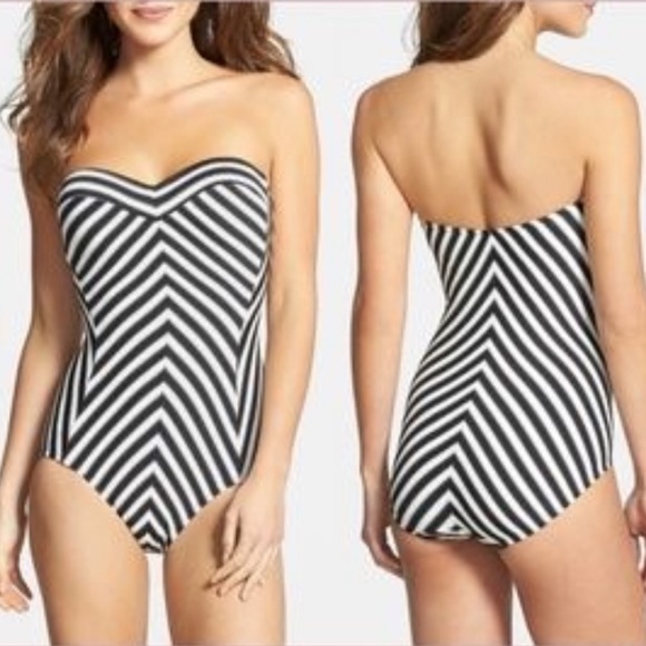 Robin Piccone Other - Robin Piccone Chevron Halter Strapless One Piece Swim Suit Black White Size 10